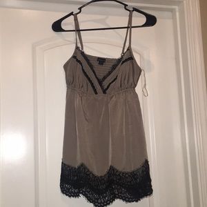 Taupe and black lace adjustable sphagetti top
